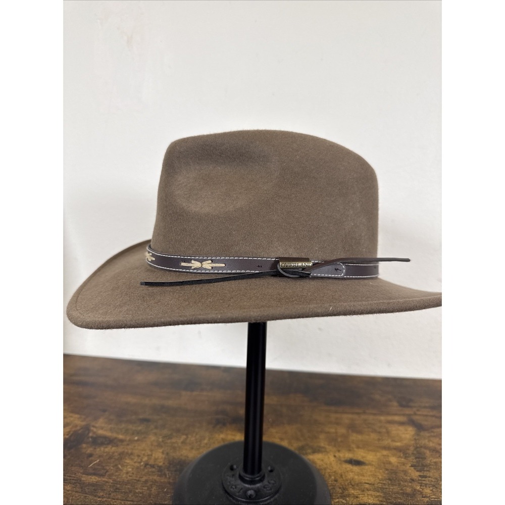 Overland Sheepskin Co Wool Felt Outback Hat XXL Brown Leather Band Nomad